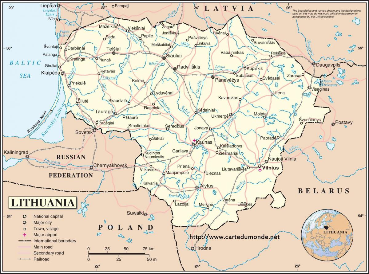Peta Lithuania negara