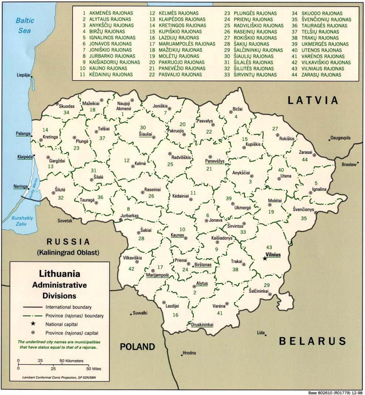 Peta - peta Lithuania dengan kota